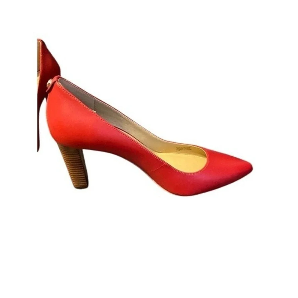MICHAEL‎ KORS Red Leather Pointed Toe Stiletto Heel Pumps Women Shoes Size 7